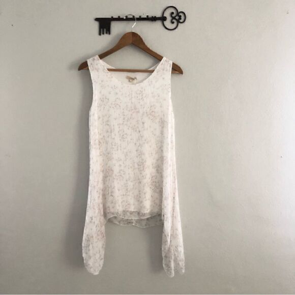 Giusy 100% silk long line shark bite hem floral cottage Core feminine NWT - Picture 1 of 7